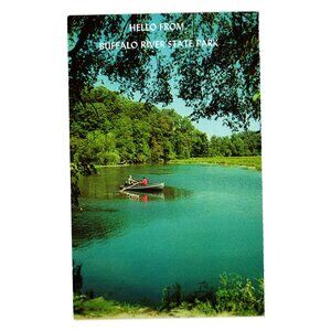 Hello Buffalo River State Park Rowing Scene Dexter Press Vintage Postcard